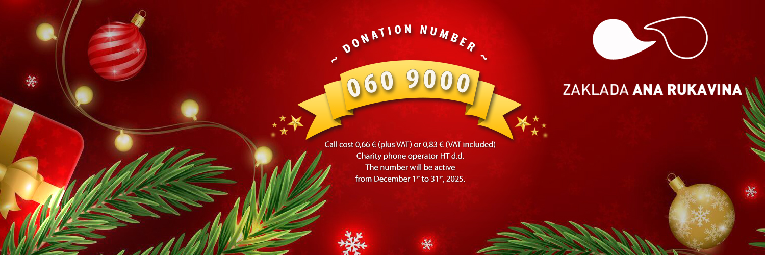 Zaklada Ana Rukavina - Donation Phone Number (0609000) - Active from December 1st to 31st, 2025.